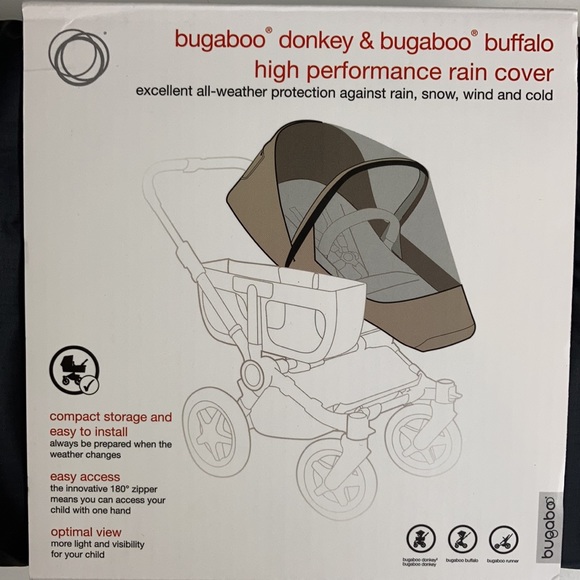 Bugaboo Donkey & Bugaboo Buffalo High Performance Rain Cover, Black, NWT - Picture 3 of 15